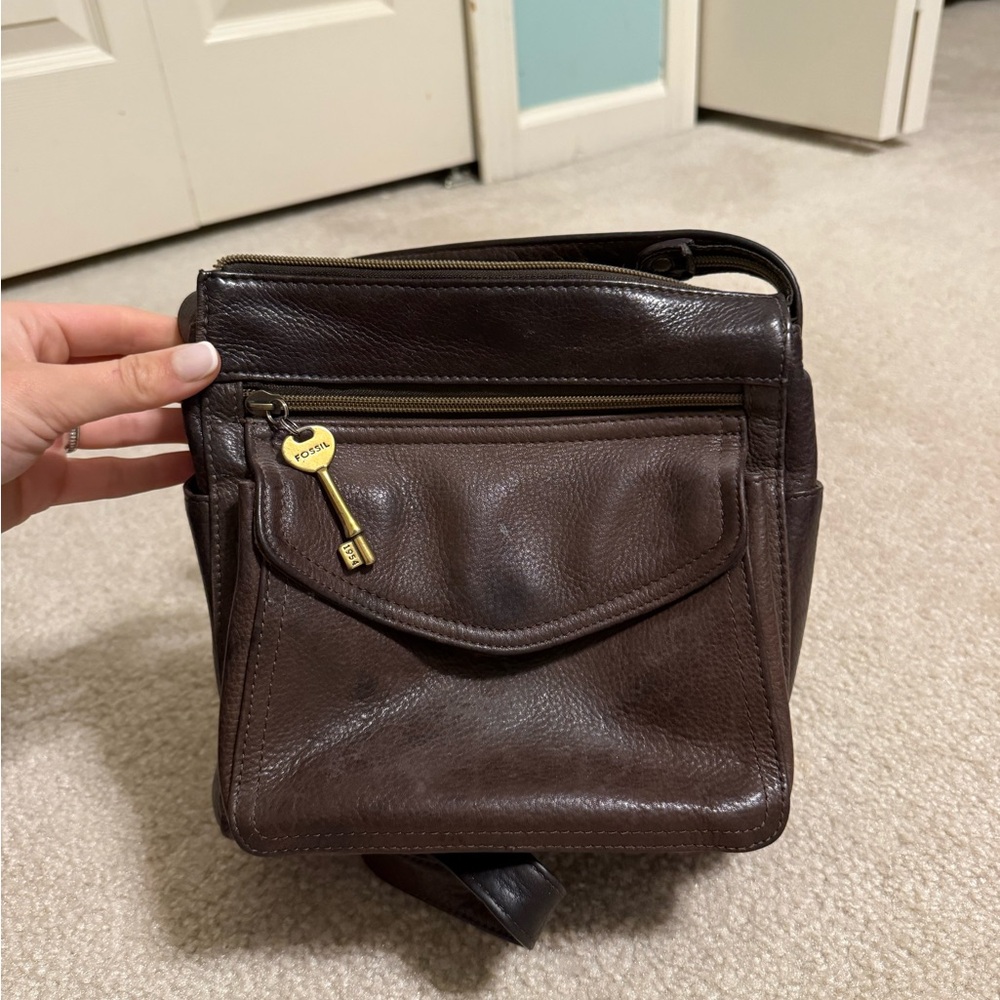 Brown Leather fossil Bag